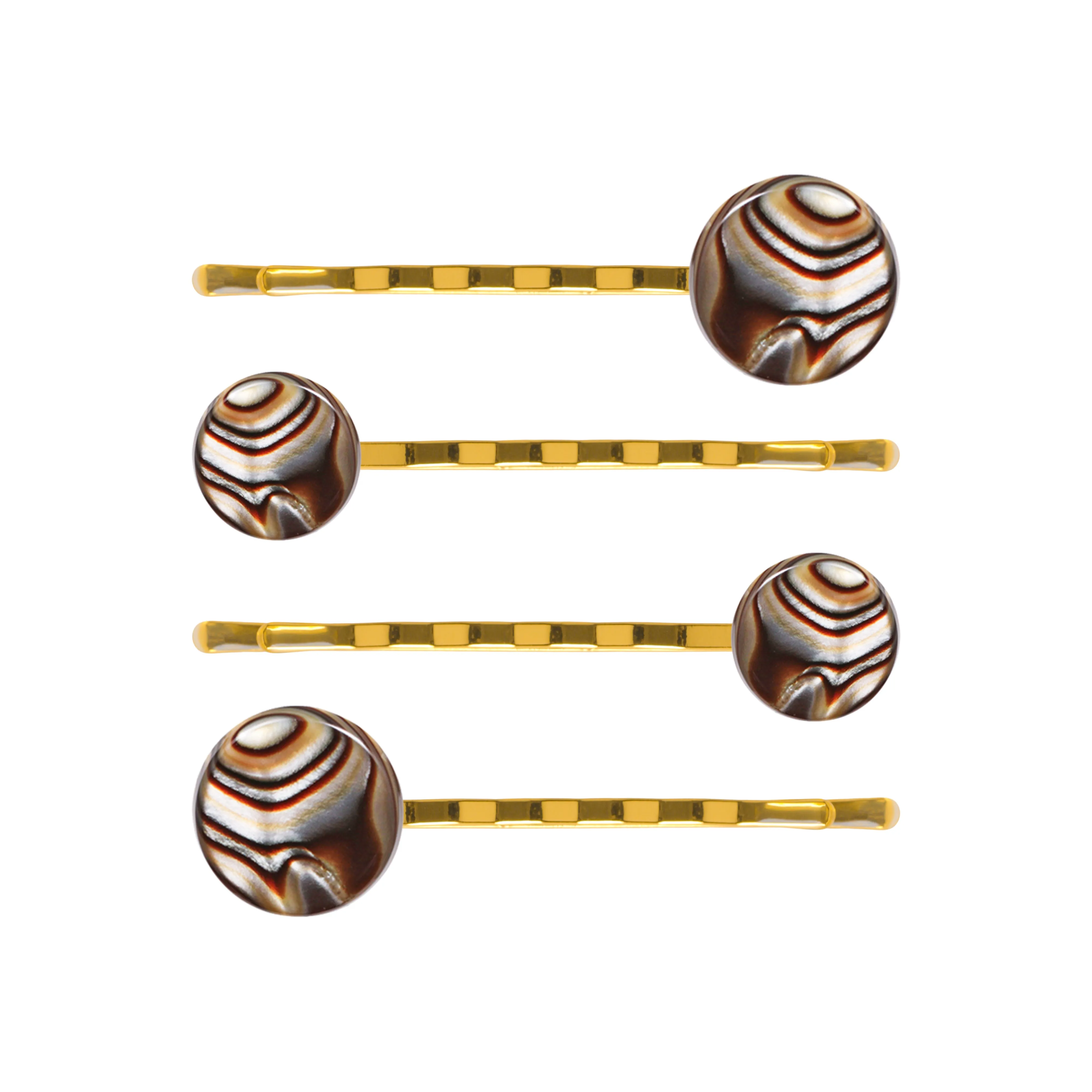 Button Onyx Hair Slide Set