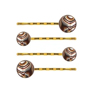 Button Onyx Hair Slide Set