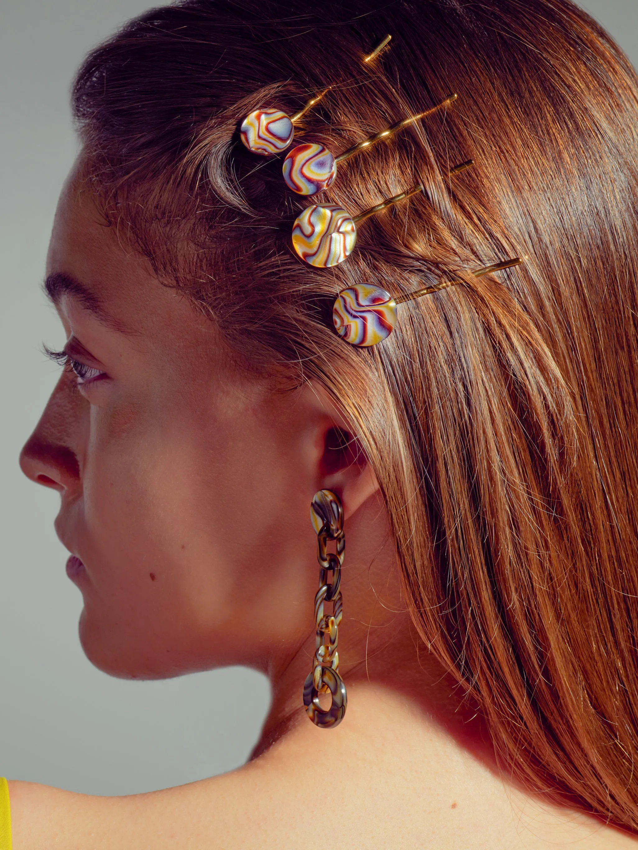 Button Onyx Hair Slide Set