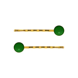 Cabochon Green Hair Slide Set