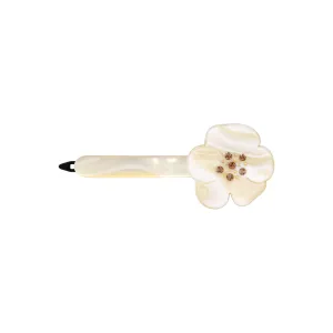 Camellia Crystal Large White Alba Side Hair Clip