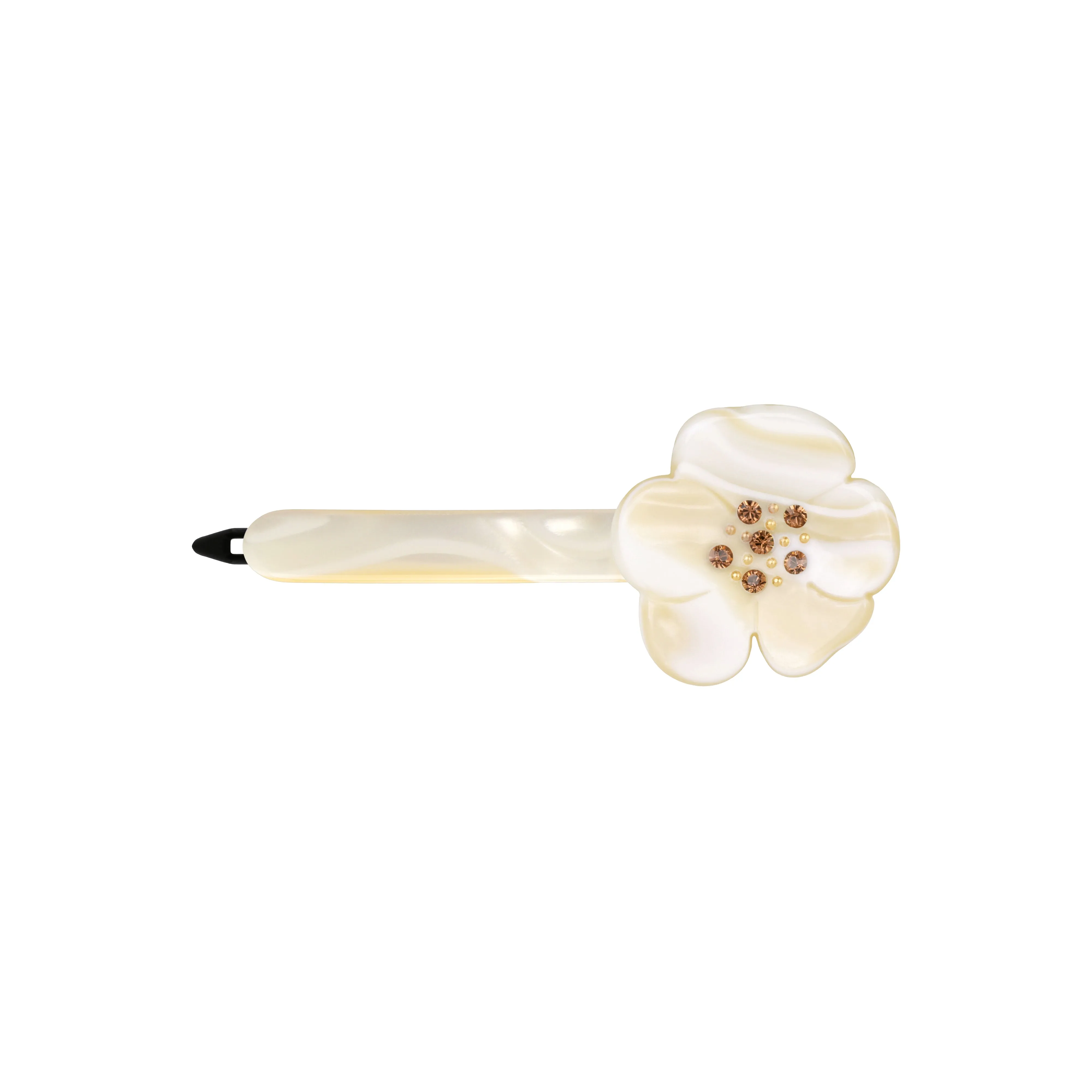 Camellia Crystal Large White Alba Side Hair Clip