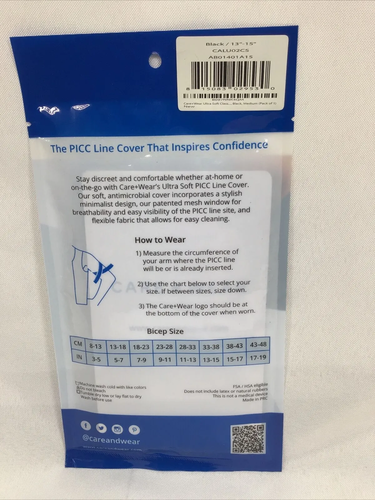 Care   Wear Picc Line Cover Mesh Breathable￼ Black 13-15” Bicep COMBINE SHIPPING