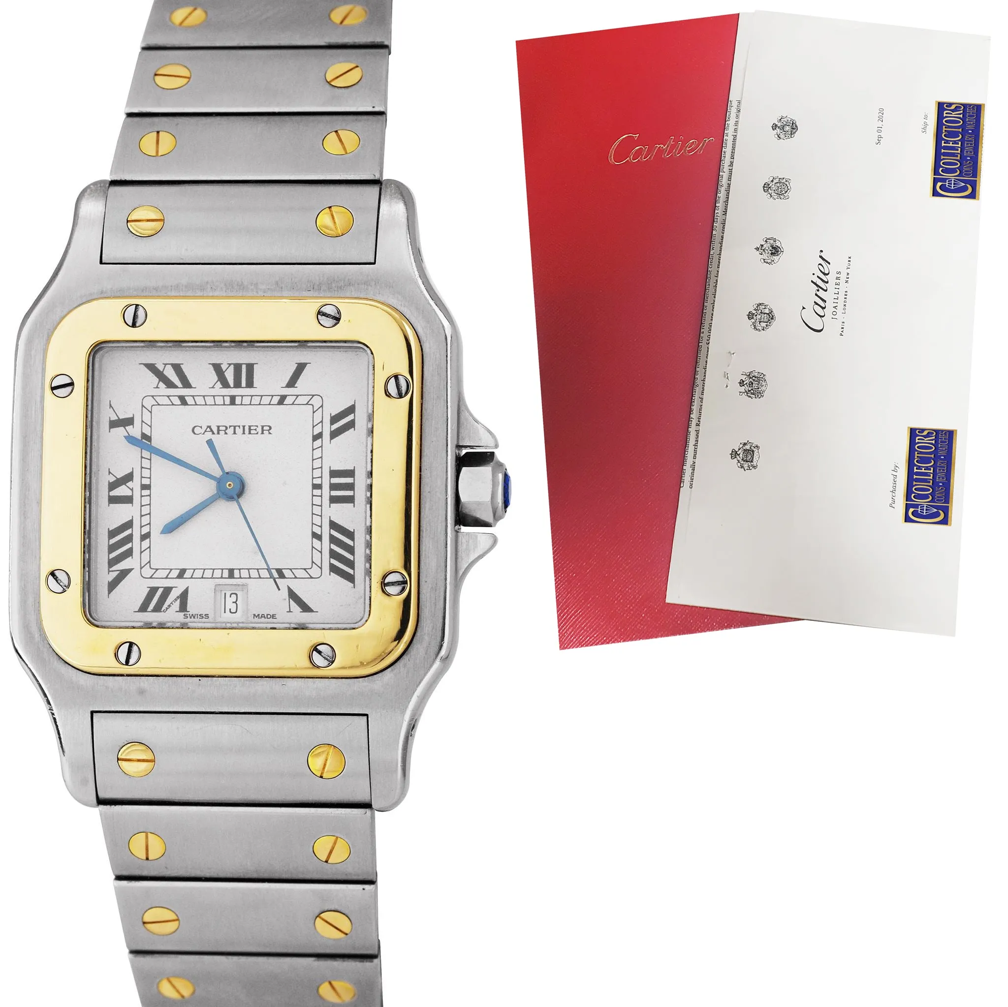 Cartier Santos Galbee Midsize 29mm Roman Quartz Two-Tone Gold Steel Watch 187901