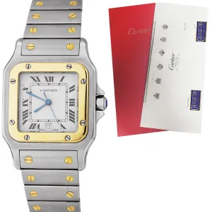 Cartier Santos Galbee Midsize 29mm Roman Quartz Two-Tone Gold Steel Watch 187901