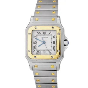 Cartier Santos Galbee Midsize 29mm Roman Quartz Two-Tone Gold Steel Watch 187901