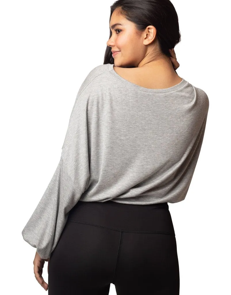 Cassidy Ribbed Knit Top - Heather