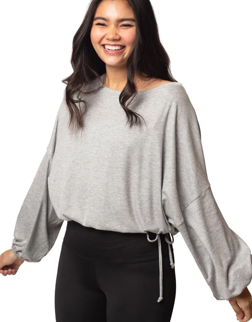 Cassidy Ribbed Knit Top - Heather