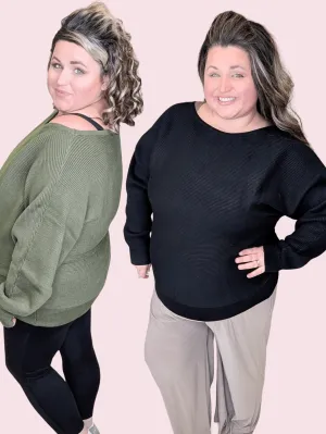 Clarke Boatneck Luxe Ribbed Dolman Sweater (2 Colors)