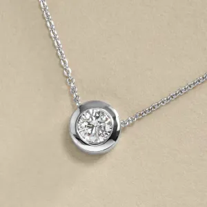 Classic Diamond Bezel Pendant In White Gold
