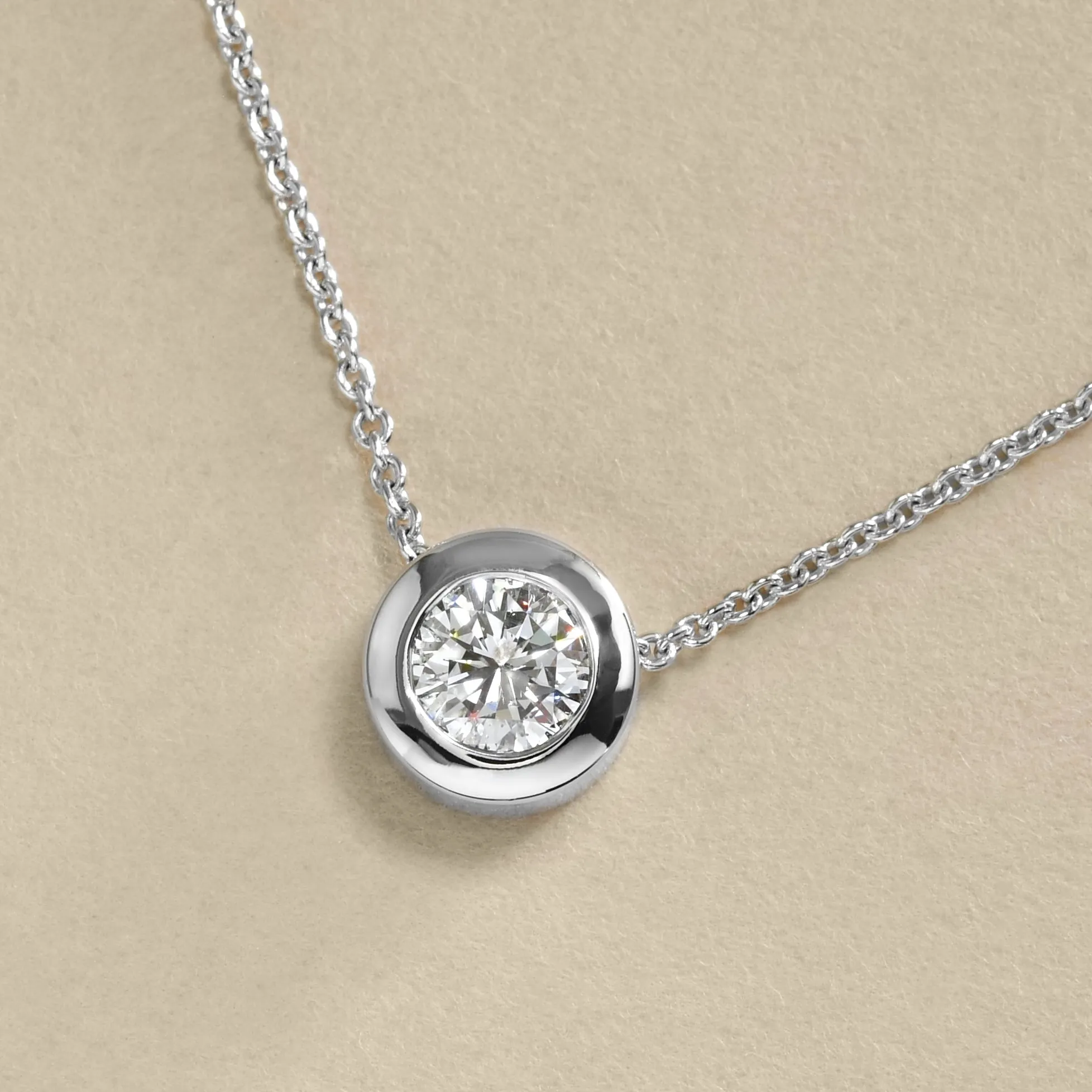 Classic Diamond Bezel Pendant In White Gold