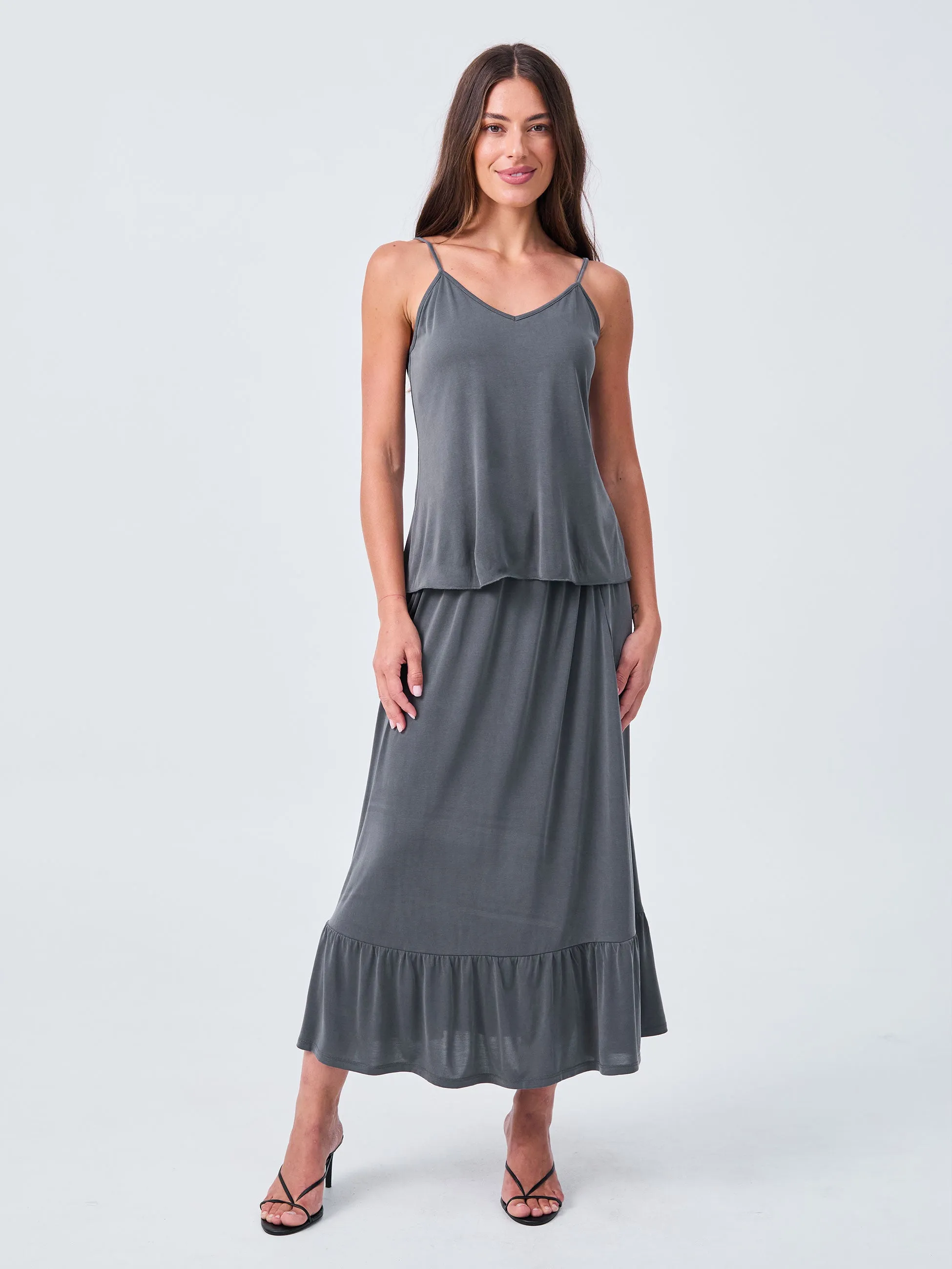 Cupro Strappy Cami - Storm