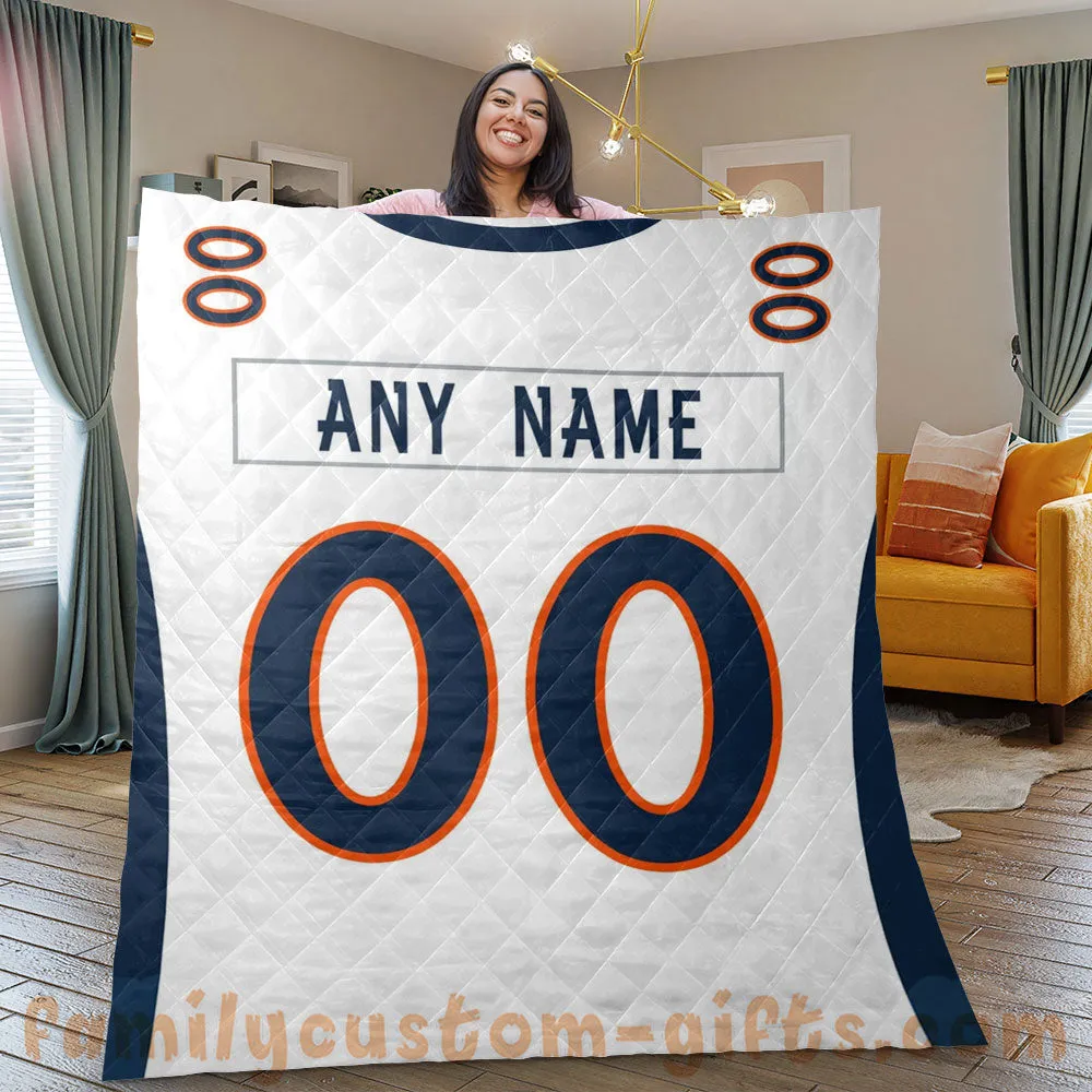 Custom Premium Quilt Blanket Denver Jersey American Football Personalized Quilt Gifts for Her & Him