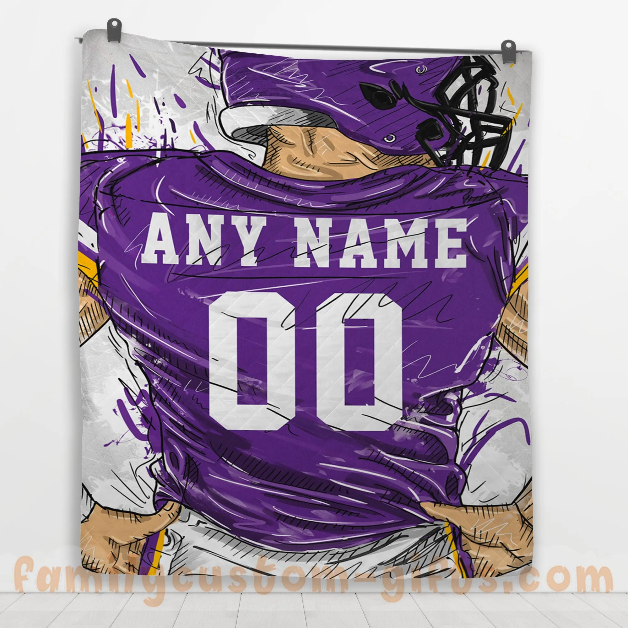 Custom Premium Quilt Blanket Minnesota Jersey American Football Personalized Quilt Gifts for Her & Him
