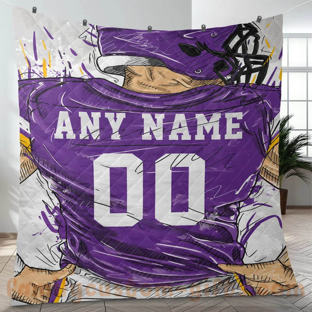 Custom Premium Quilt Blanket Minnesota Jersey American Football Personalized Quilt Gifts for Her & Him