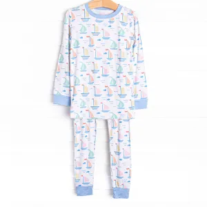 Dock Days Bamboo Pajama Set, Blue