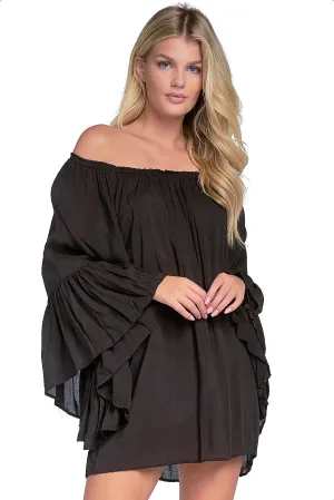 ELAN Off-Shoulder Flutter Sleeve Tunic Top Beach Cover Up
