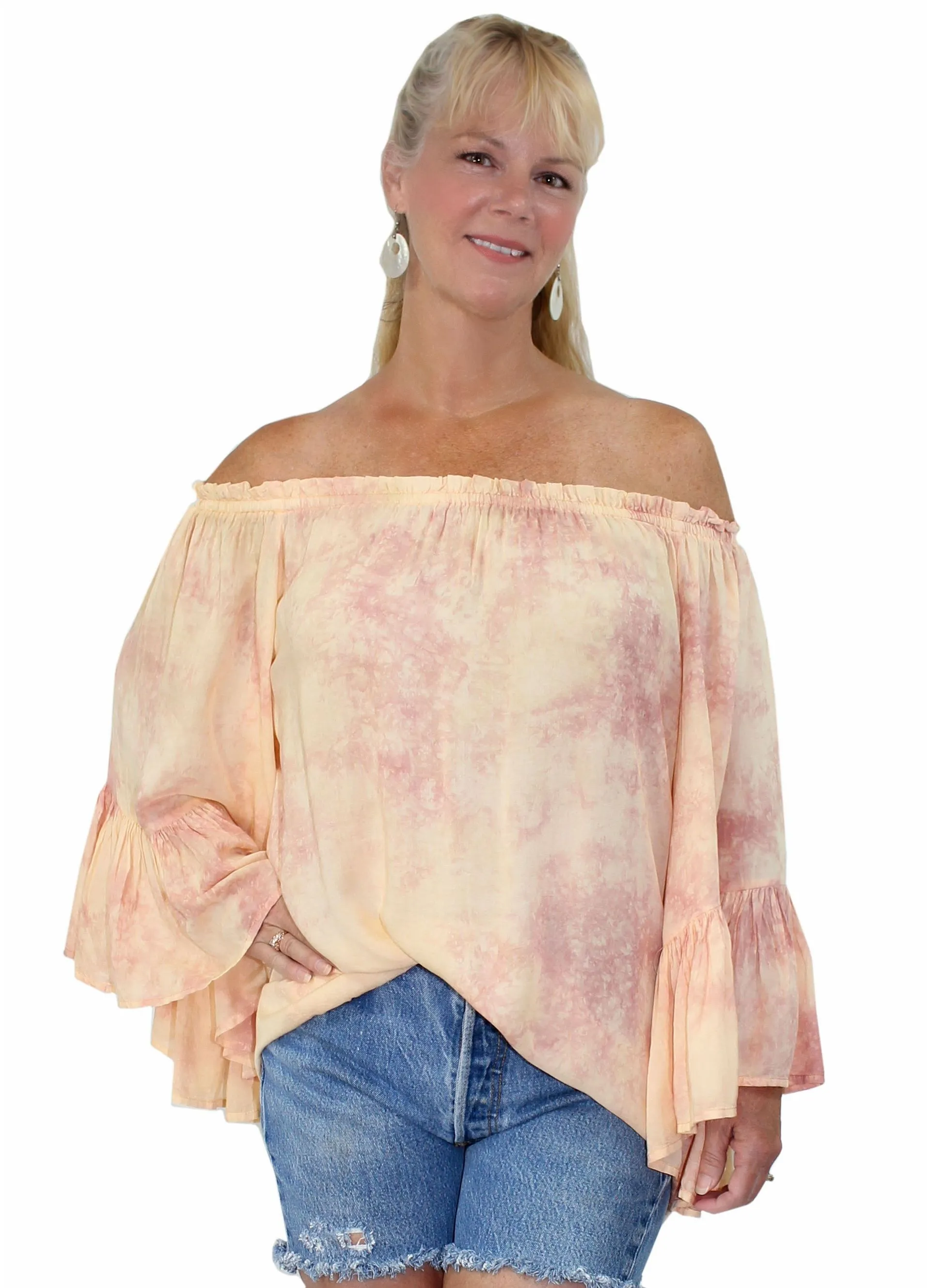 ELAN Off-Shoulder Flutter Sleeve Tunic Top Beach Cover Up