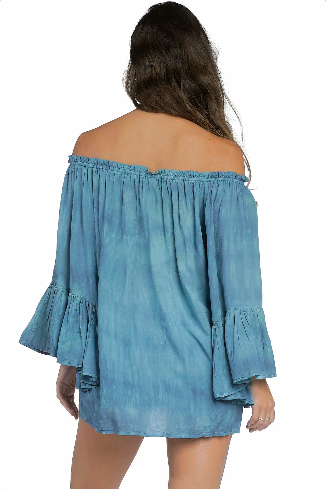 ELAN Off-Shoulder Flutter Sleeve Tunic Top Beach Cover Up
