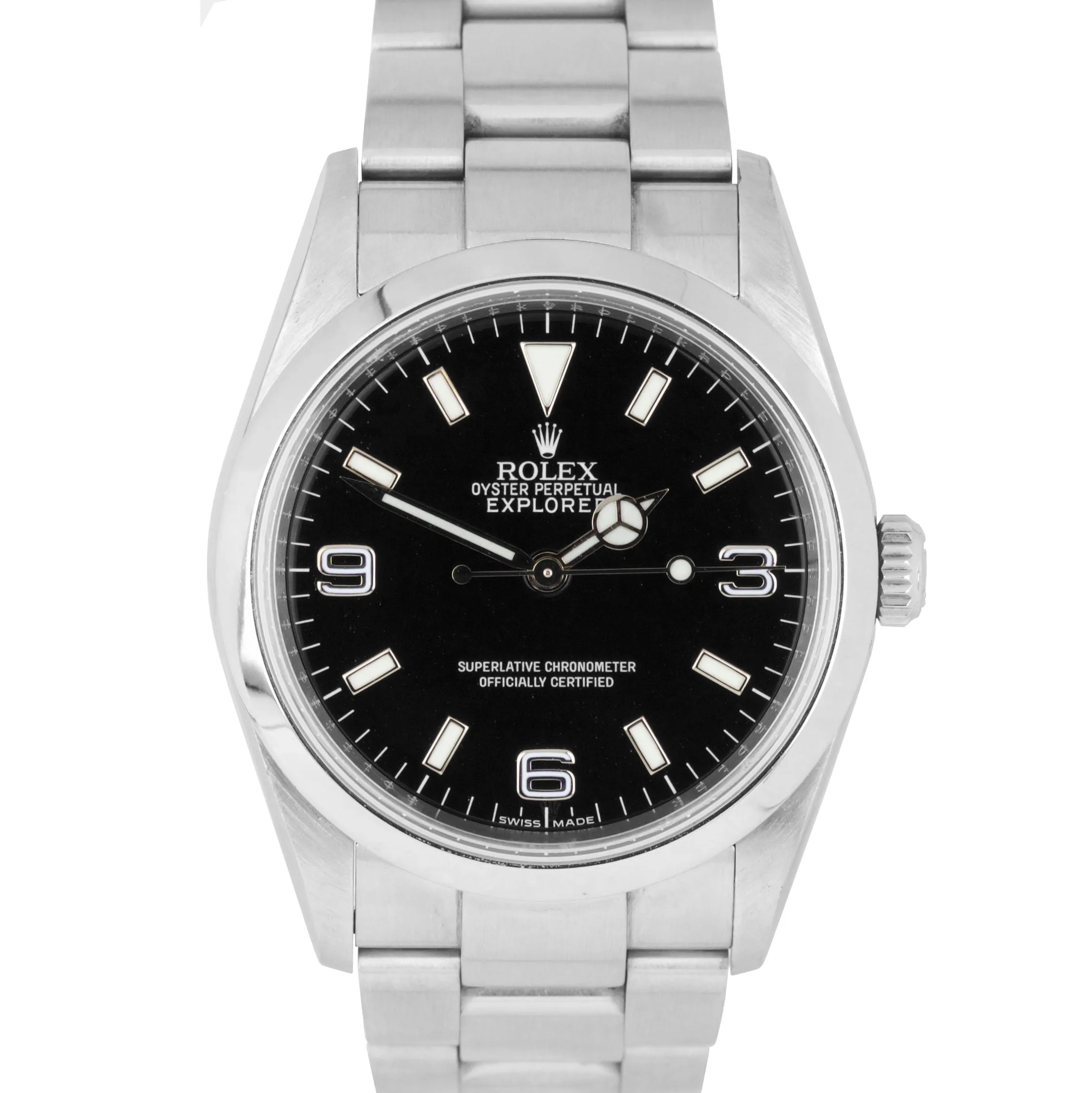 ENGRAVED REHAUT Rolex Explorer I Black 36mm Stainless Steel Oyster Watch 114270