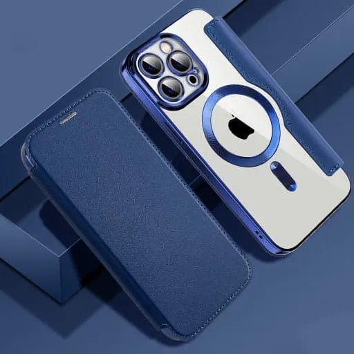 Etui Flip Wallet Magsafe iPhone 12 - Niebieski
