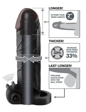 Fantasy X-Tensions Vibrating Real Feel 2-Inch Extension - Black