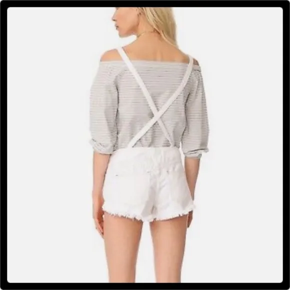 ❤️❤️Free People Strappy Shortalls White Short Overalls Sz 26