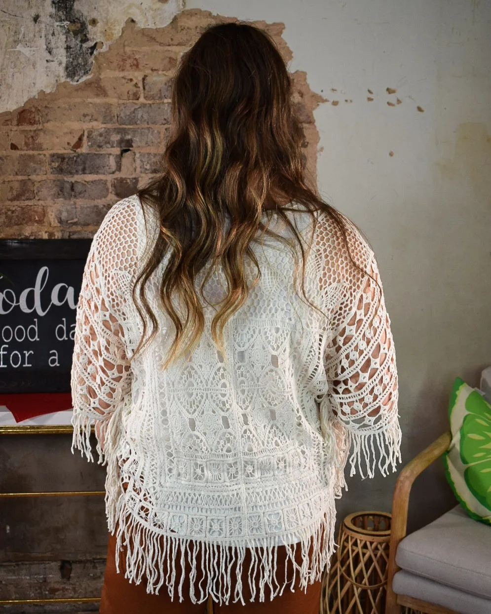 FRINGE BENEFITS CROCHET TOP - NATURAL