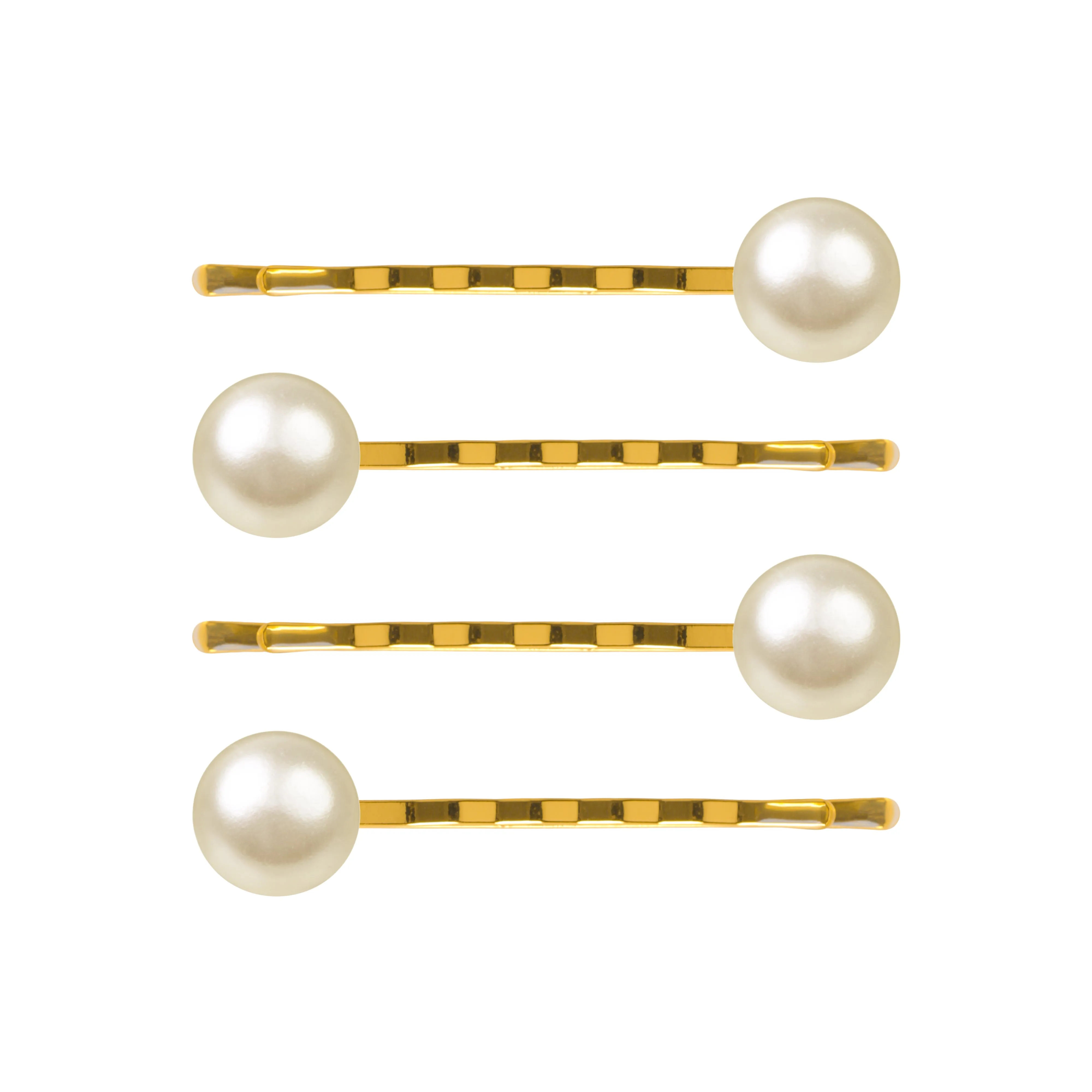 Gold Round Pearl Hair Slide 4 Set