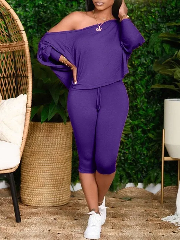 Gorgeousladie Boat-Neck Top & Clam Digger Pants Set