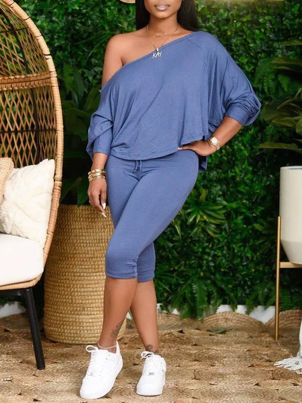 Gorgeousladie Boat-Neck Top & Clam Digger Pants Set