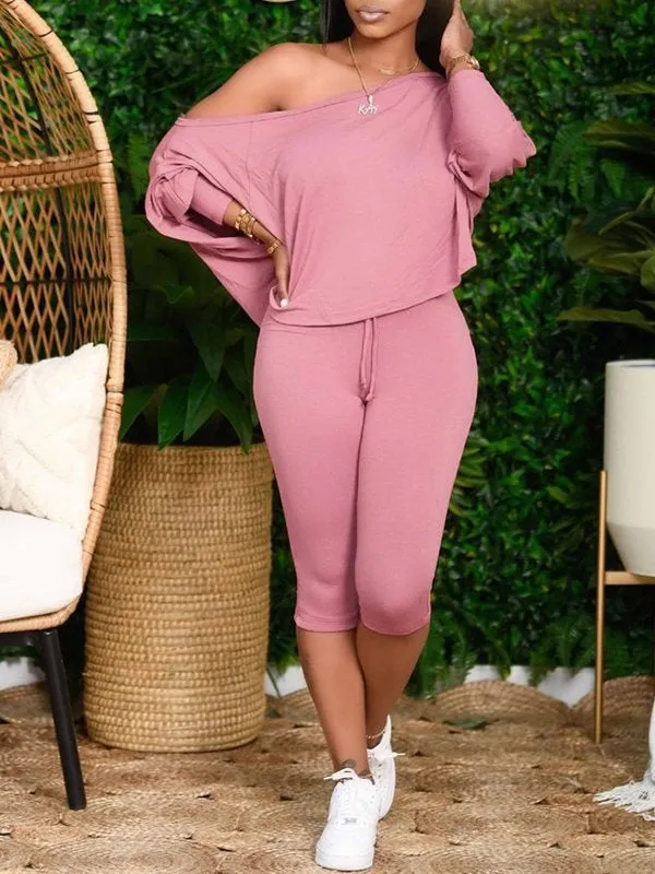 Gorgeousladie Boat-Neck Top & Clam Digger Pants Set