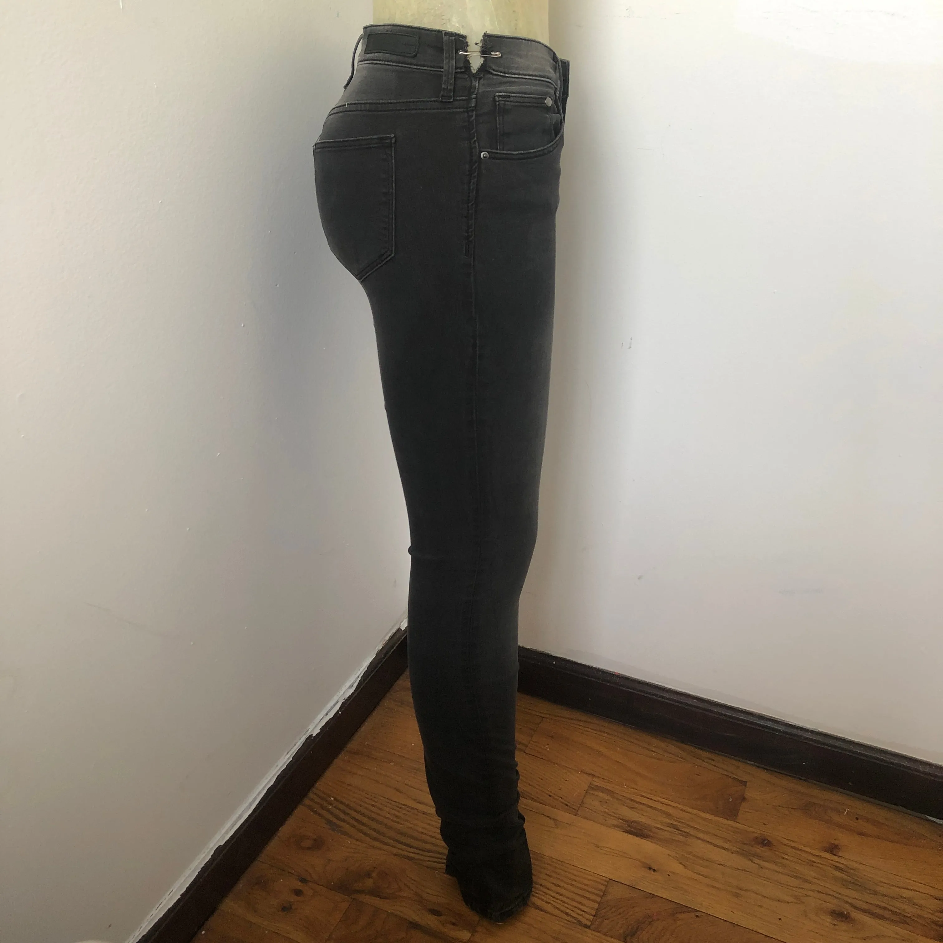 Granite Grey Stretchy Punk Jeans