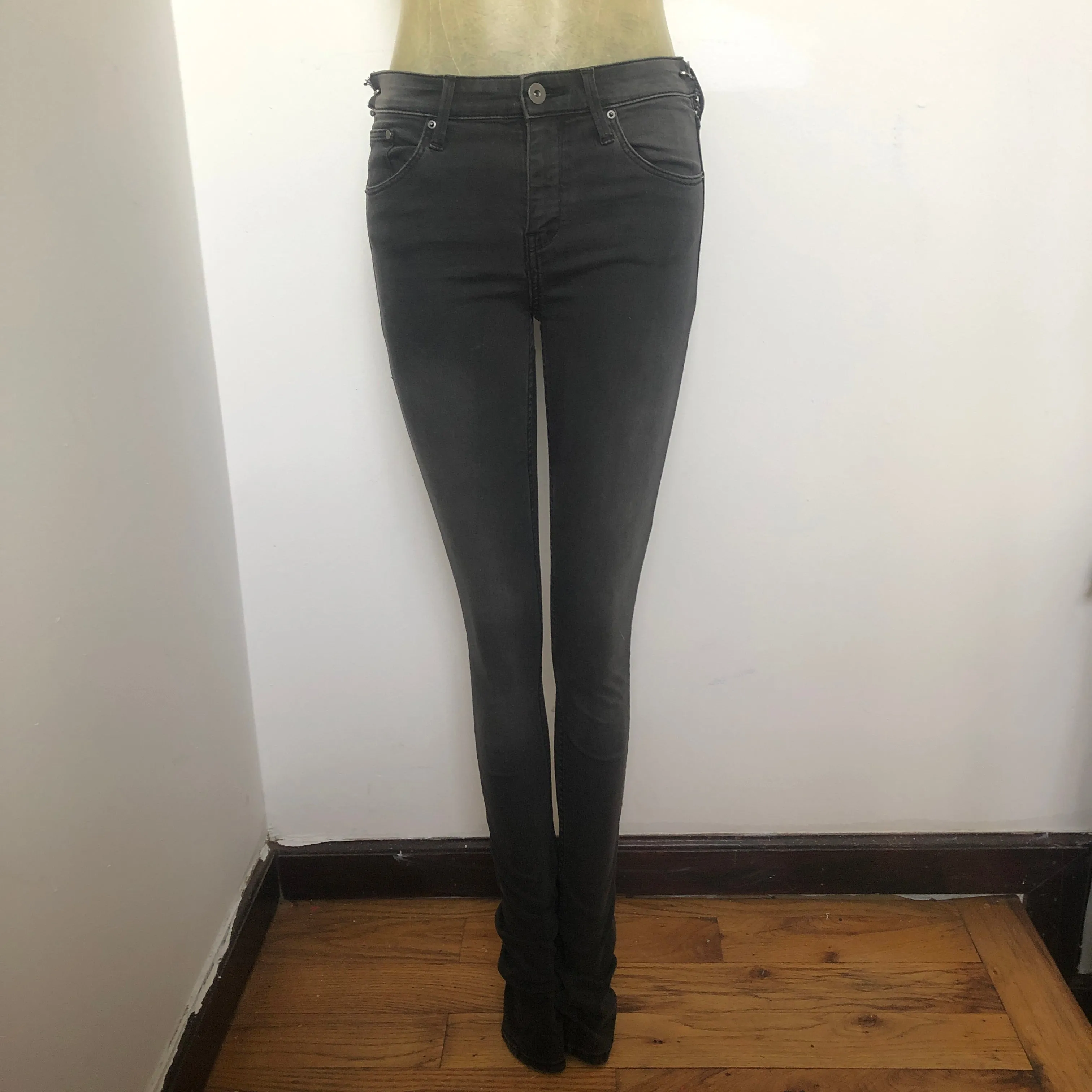 Granite Grey Stretchy Punk Jeans