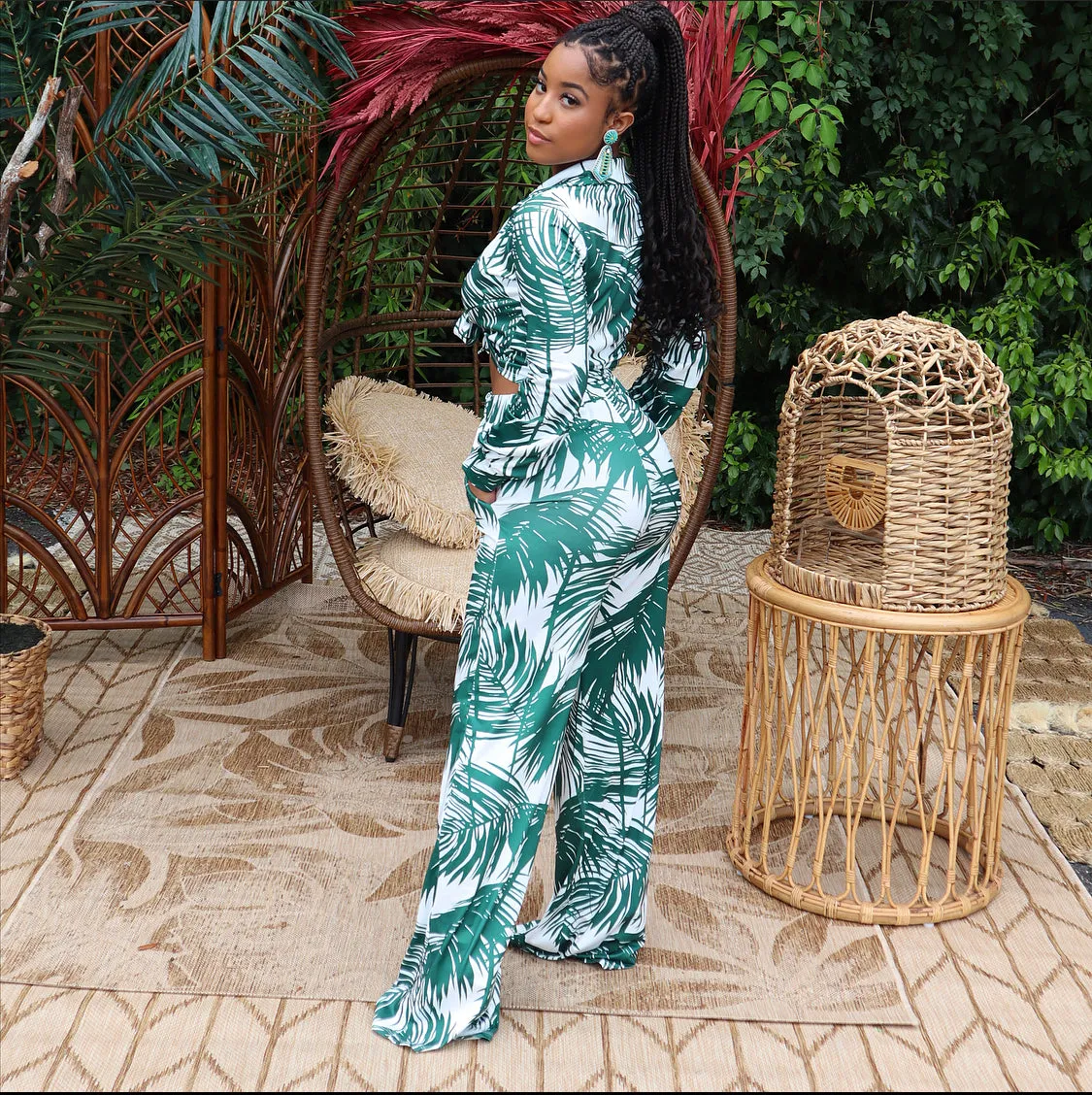 Green Palms Pant Set SMALL-3X