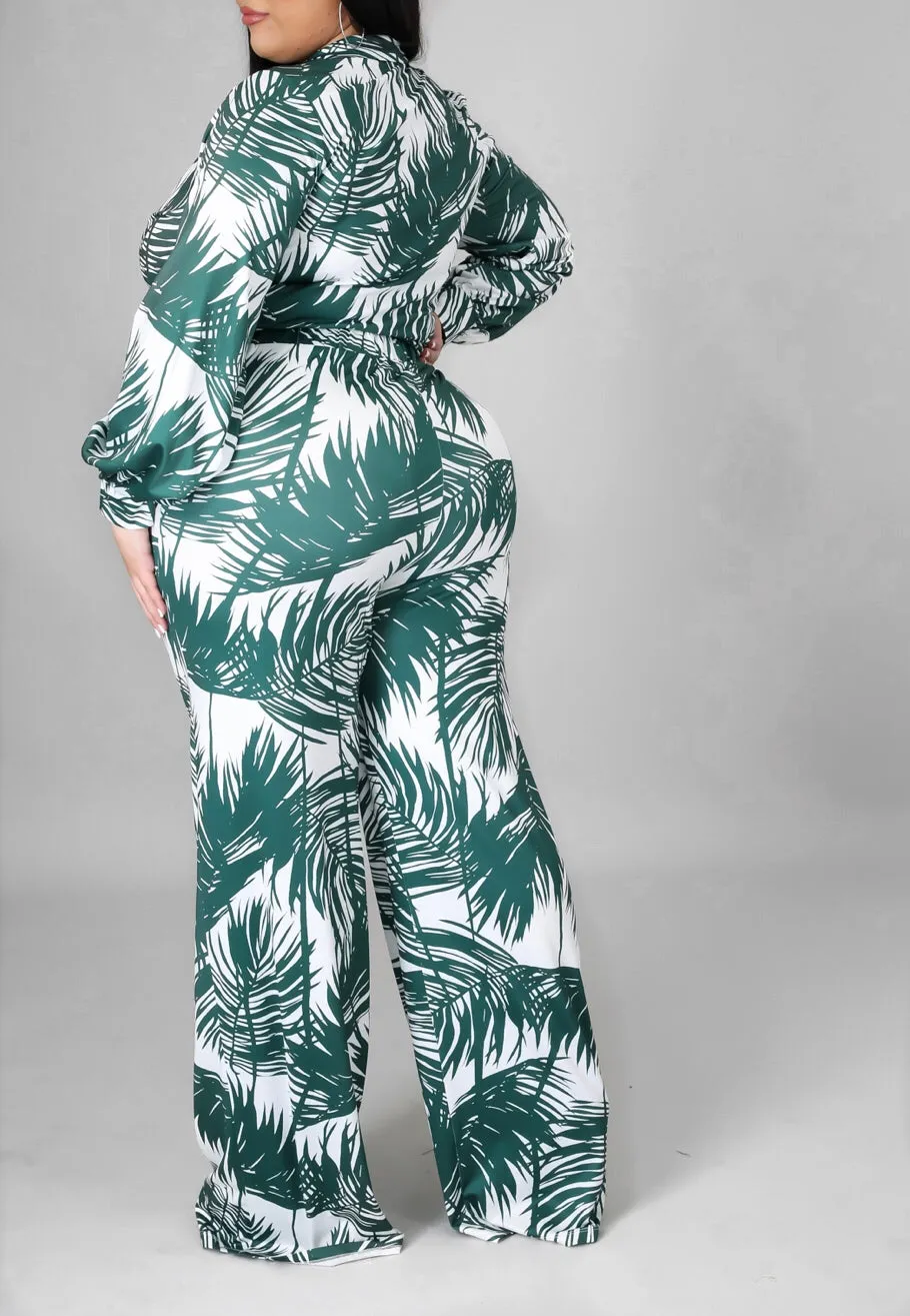 Green Palms Pant Set SMALL-3X