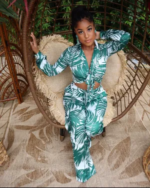 Green Palms Pant Set SMALL-3X