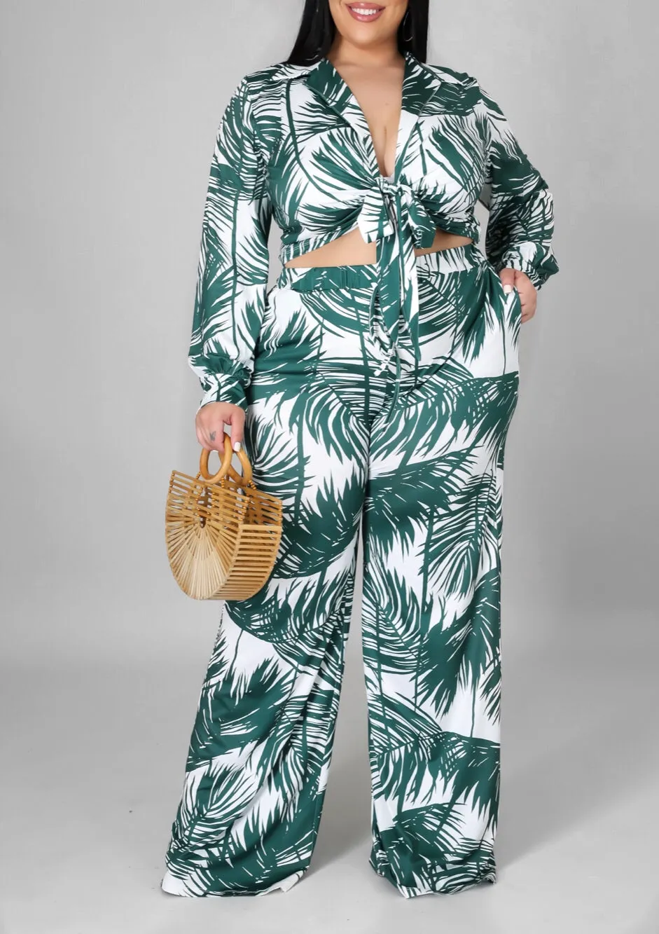 Green Palms Pant Set SMALL-3X