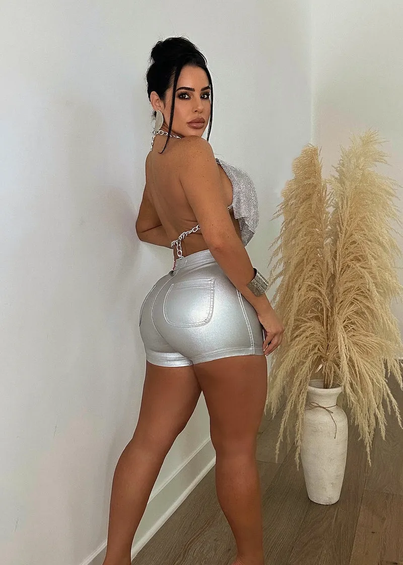 GS3049P-Metallic Stretchy Shorts(4PCS)