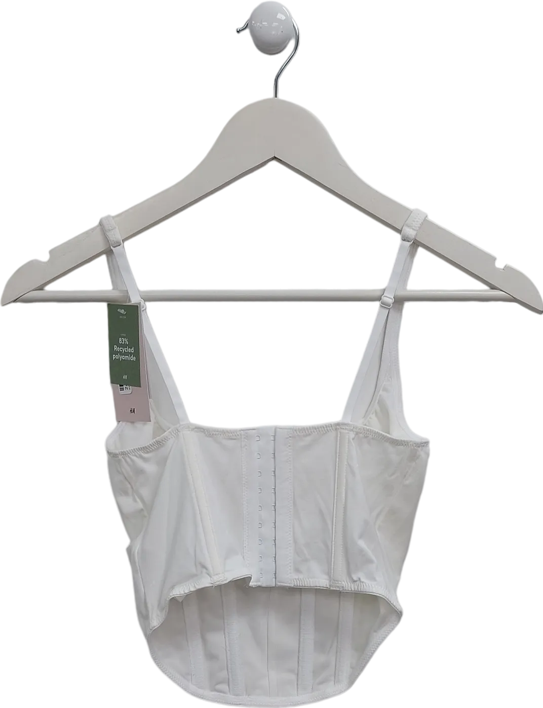 H&M White Strappy Corset Crop Top UK XS