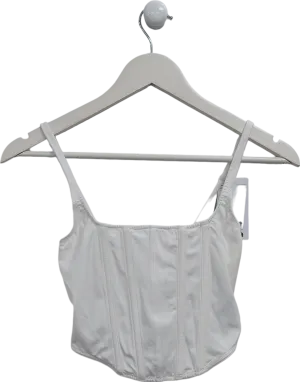 H&M White Strappy Corset Crop Top UK XS