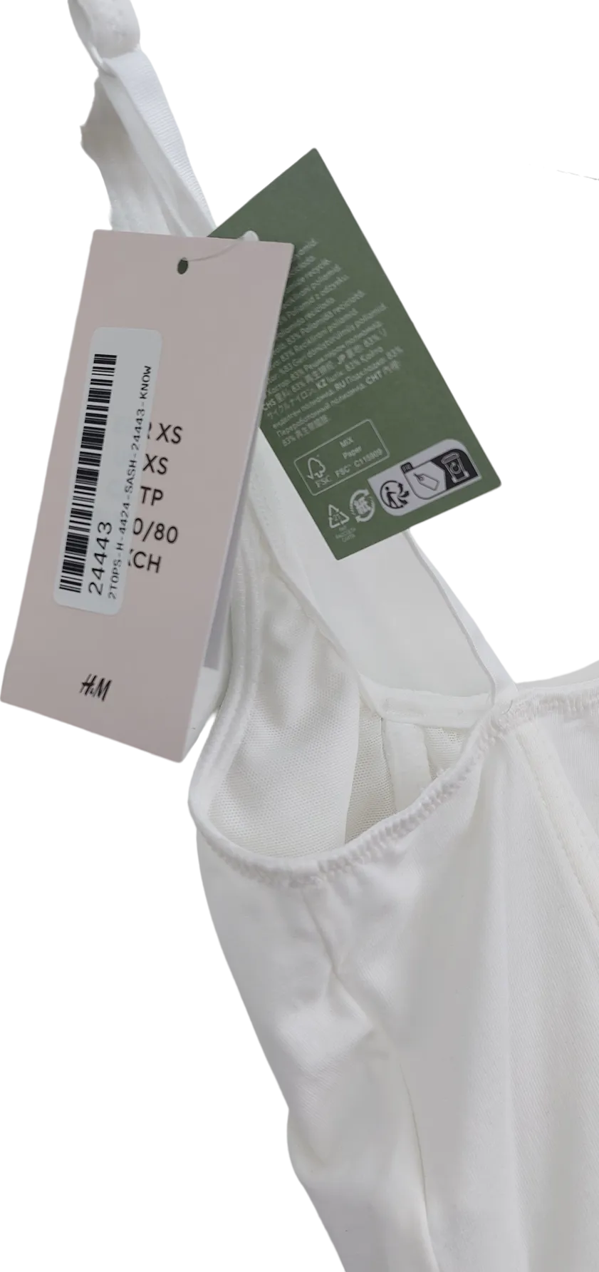 H&M White Strappy Corset Crop Top UK XS