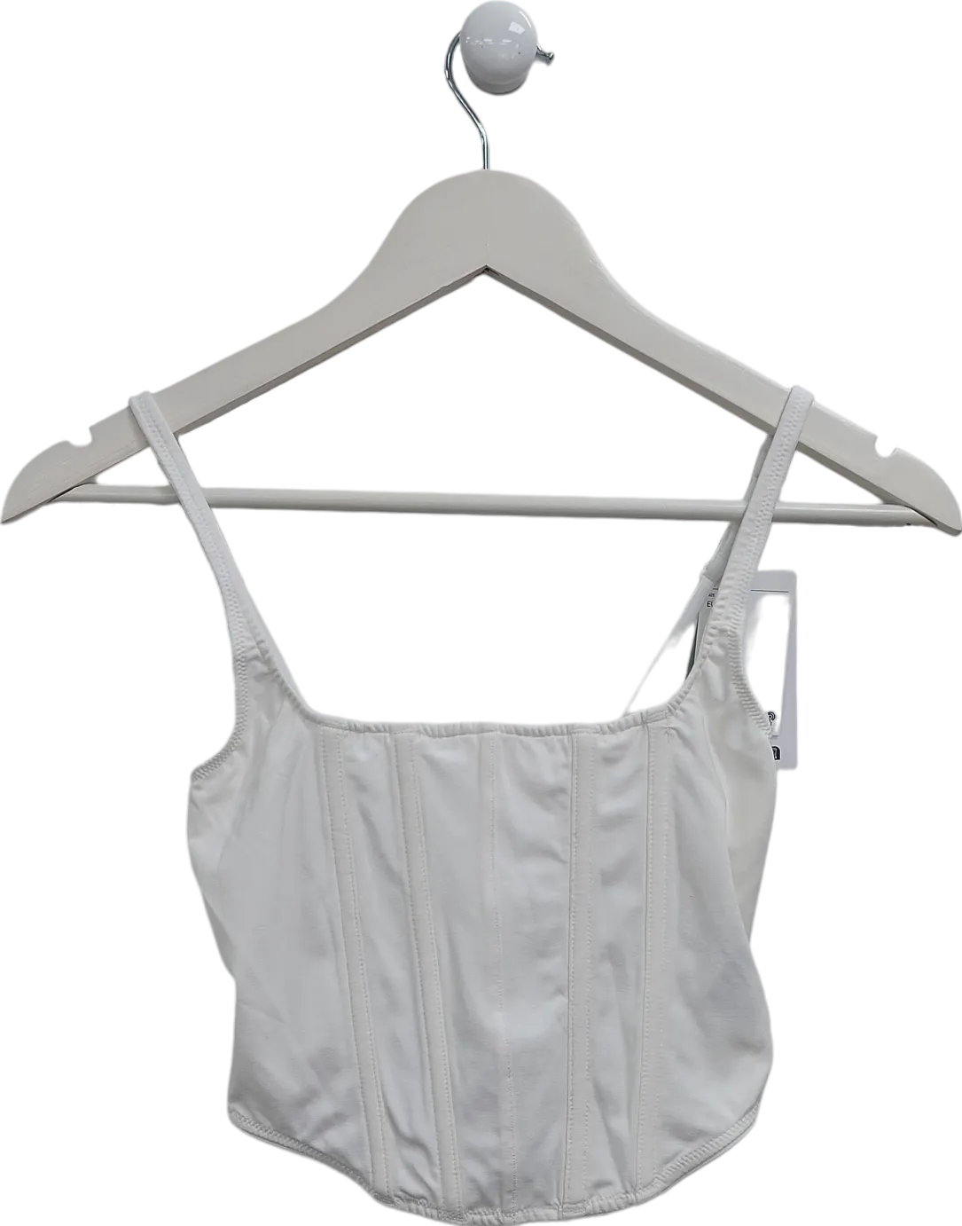 H&M White Strappy Corset Crop Top UK XS
