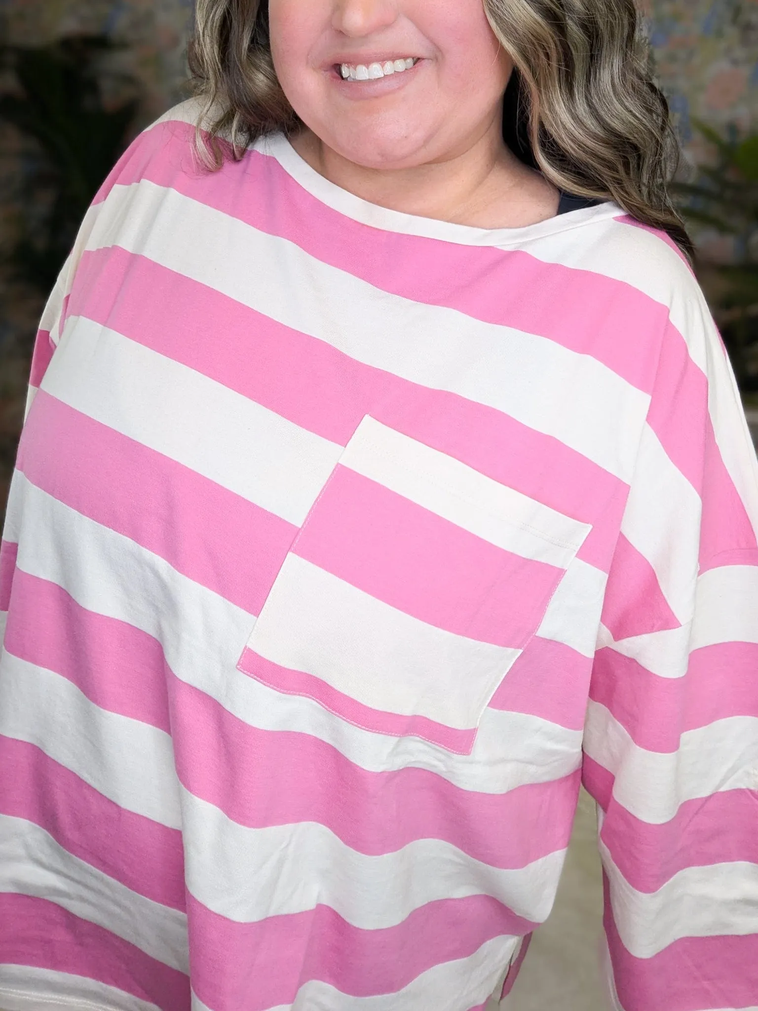 Hayden Slouchy Tab Sleeve Top in Wide Stripes (3 COLORS)