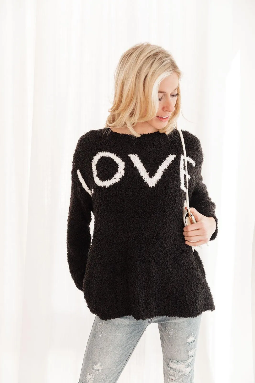 Hazel Blues® | Knit Your Love Sweater in Black