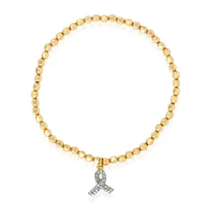 Hearty Ribbon Gold bead Stretchy Bracelet