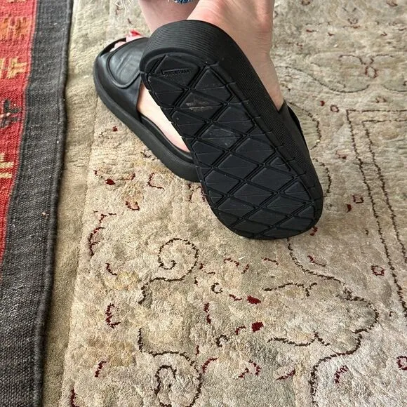 Helmut Lang slides. Black leather.