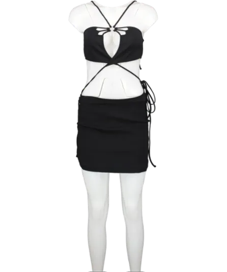 h:ours Black Simone Mini Dress UK S