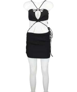 h:ours Black Simone Mini Dress UK S