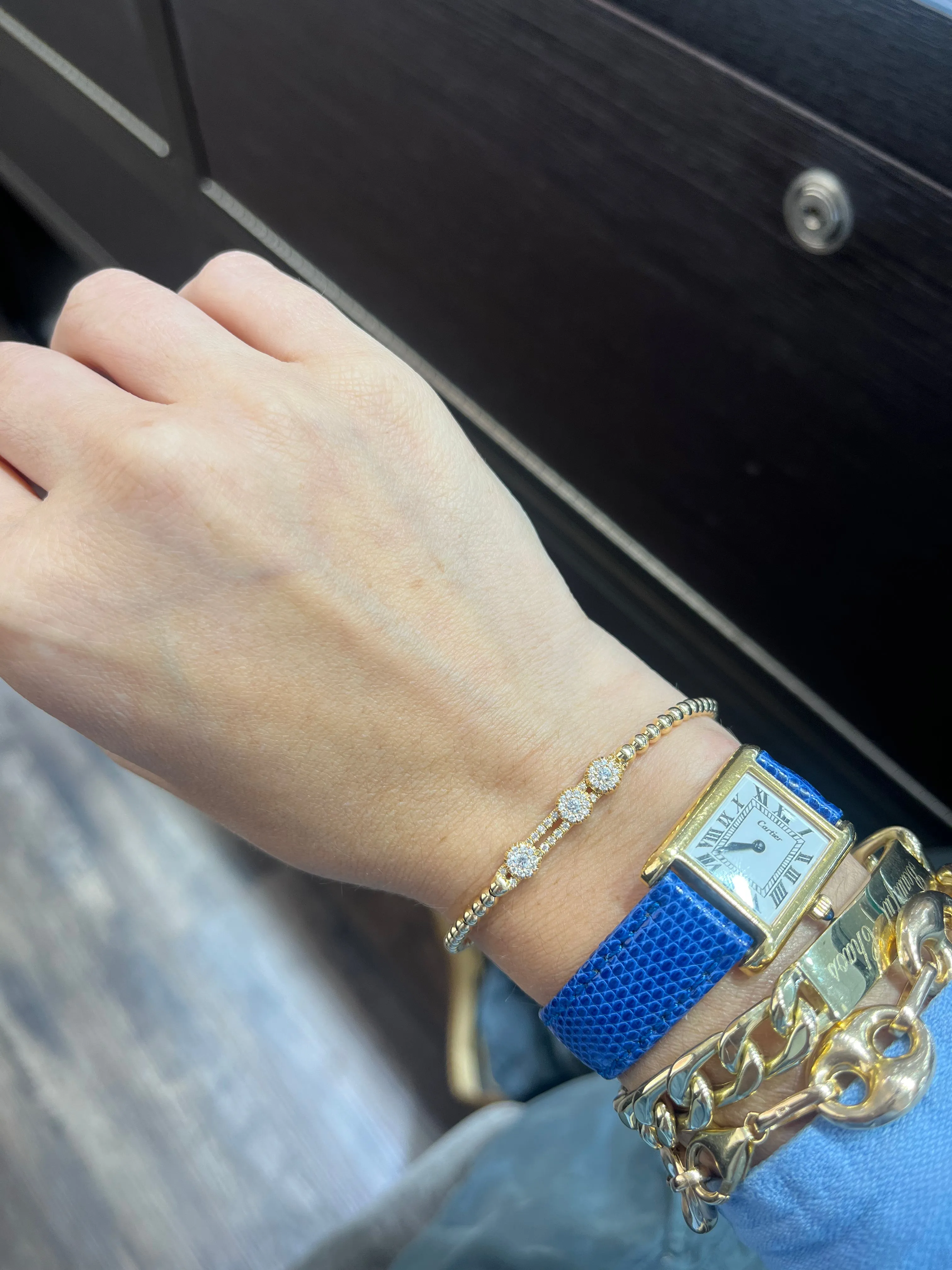 Hulchi Belluni 'Tresore' Trio Diamond Slider Stretch Bracelet (20352AC)